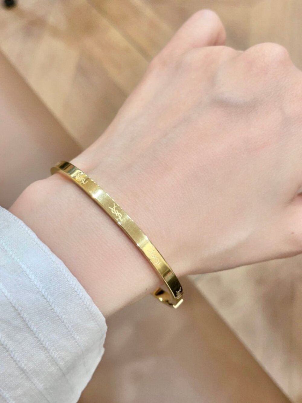 Yves Saint Laurent Engraved Letter Narrow Bangle - Picture 2 of 7